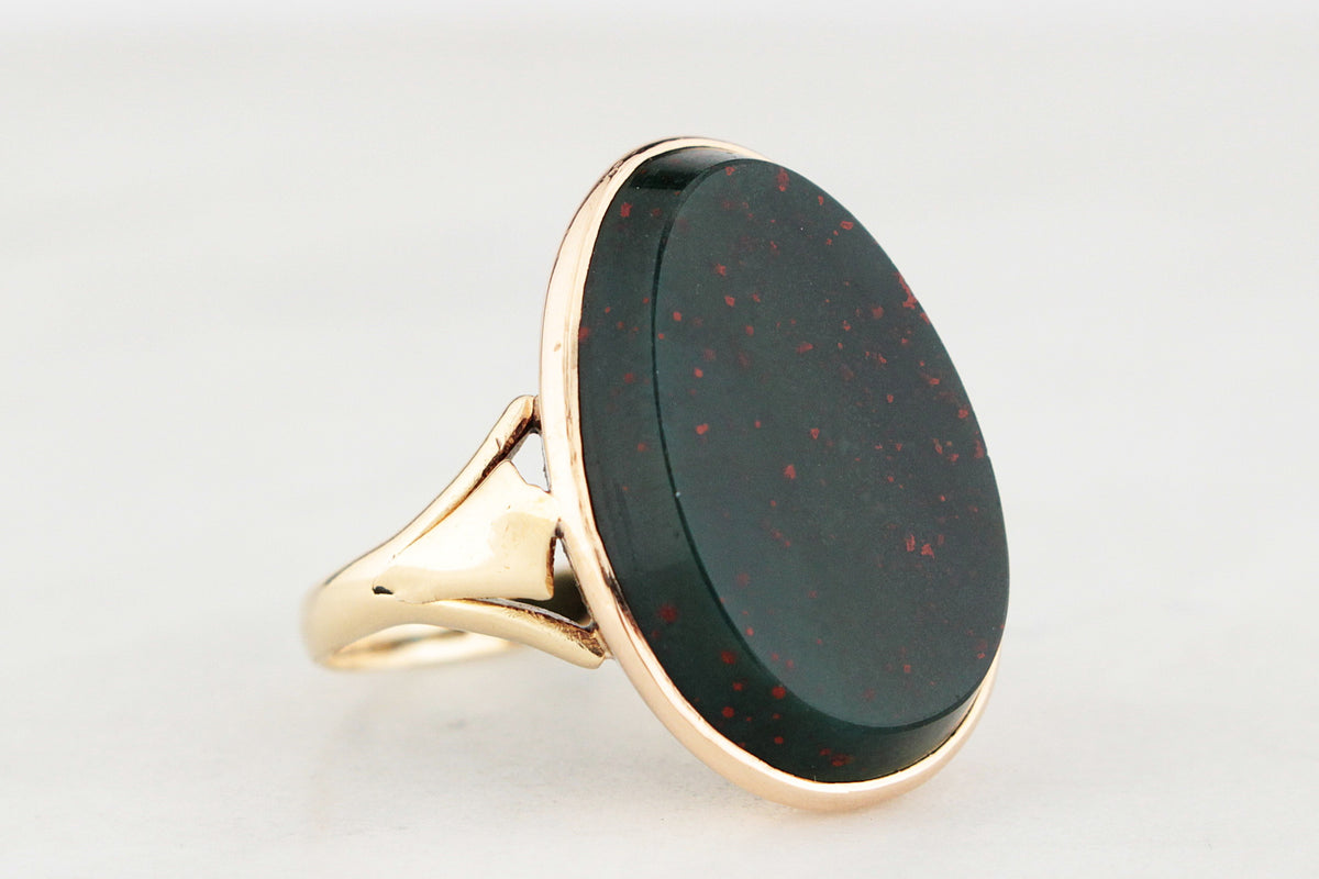 ANTIQUE EDWARDIAN BLOODSTONE RING 14ct GOLD