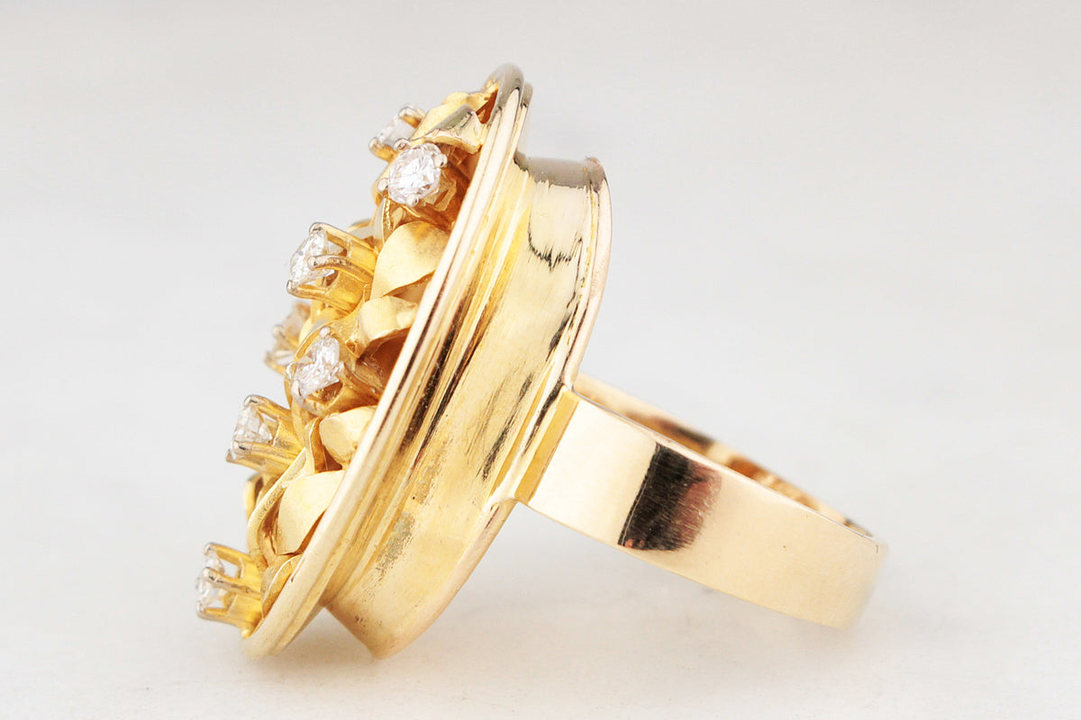 VINTAGE c1930/40 DIAMOND COCKTAIL RING 14ct GOLD