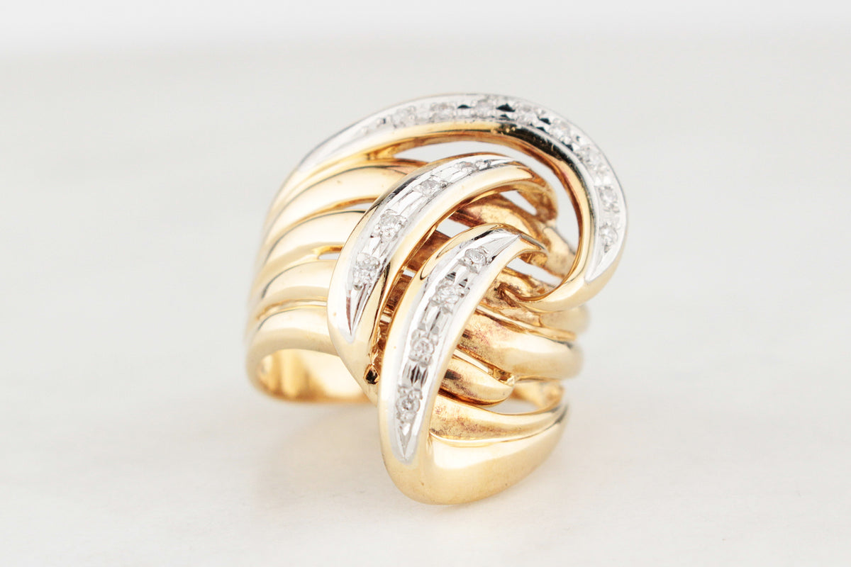 VINTAGE c1940’s DIAMOND COCKTAIL RING 18ct YELLOW GOLD &amp; PLATINUM