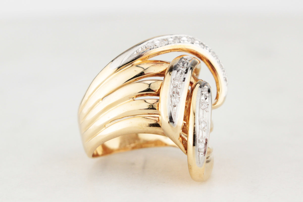 VINTAGE c1940’s DIAMOND COCKTAIL RING 18ct YELLOW GOLD &amp; PLATINUM