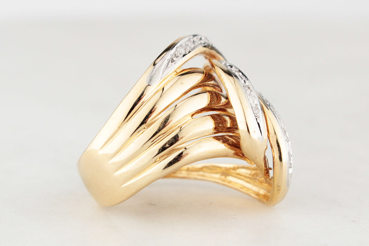 VINTAGE c1940’s DIAMOND COCKTAIL RING 18ct YELLOW GOLD &amp; PLATINUM