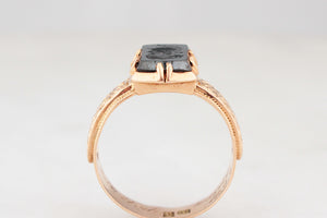ANTIQUE VICTORIAN HEMATITE INTAGLIO RING 14ct ROSE GOLD