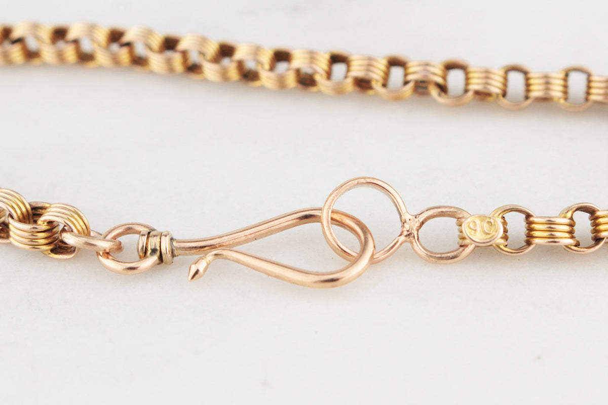 ANTIQUE VICTORIAN FANCY LINK BRACELET 9ct YELLOW GOLD