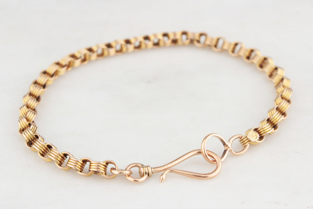 ANTIQUE VICTORIAN FANCY LINK BRACELET 9ct YELLOW GOLD