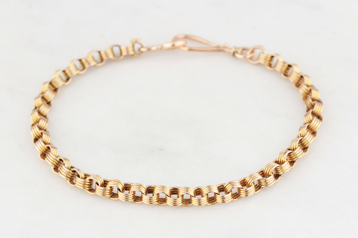 ANTIQUE VICTORIAN FANCY LINK BRACELET 9ct YELLOW GOLD