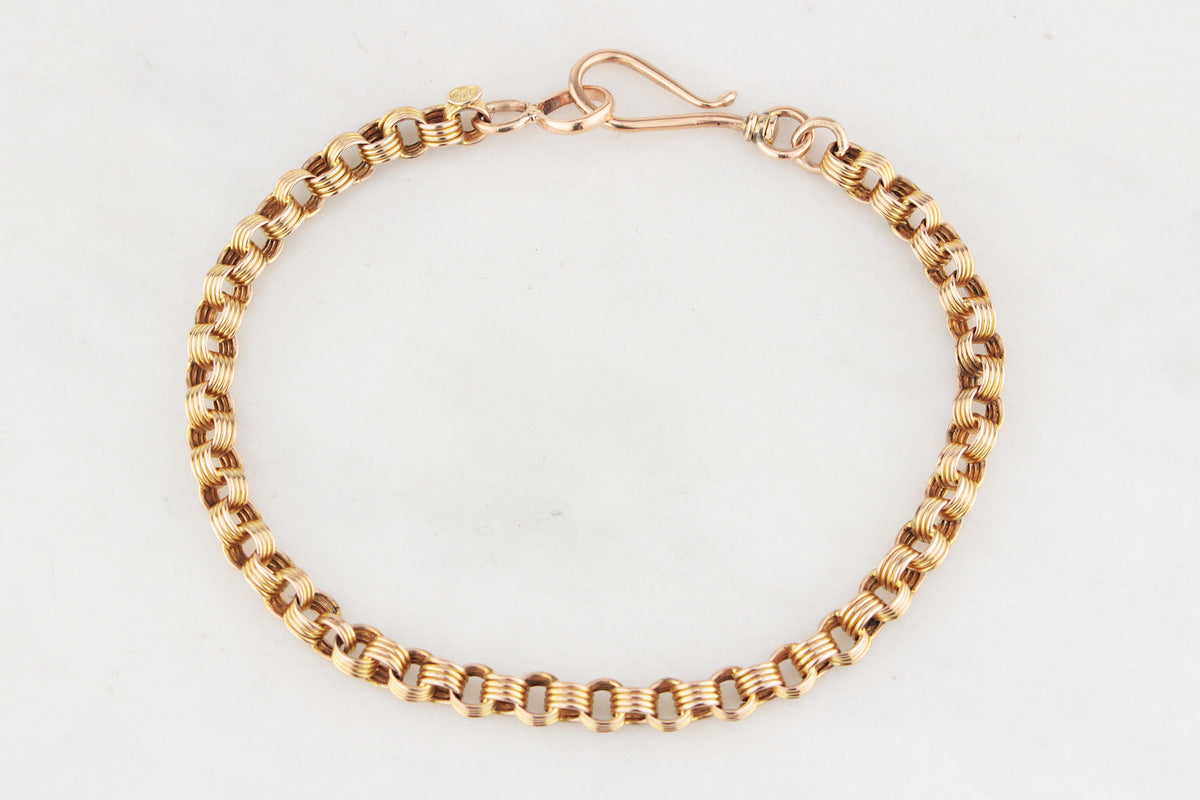 ANTIQUE VICTORIAN FANCY LINK BRACELET 9ct YELLOW GOLD
