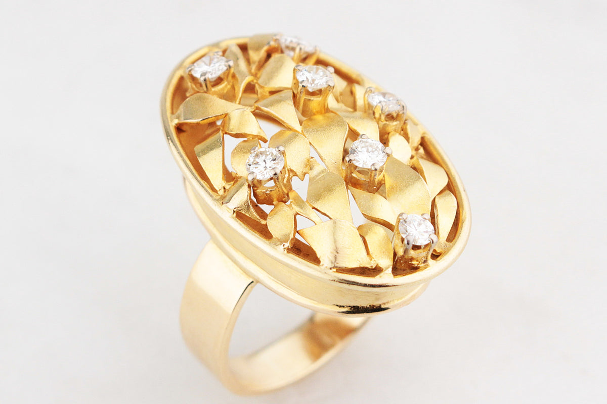 VINTAGE c1930/40 DIAMOND COCKTAIL RING 14ct GOLD