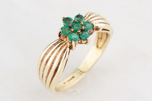 RETRO 1980 EMERALD CLUSTER RING 9ct GOLD
