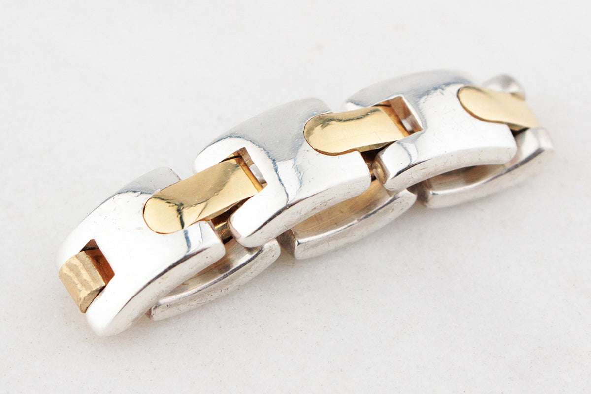 TIFFANY & CO c1990’S GATE LINK RING 18CT GOLD & SILVER