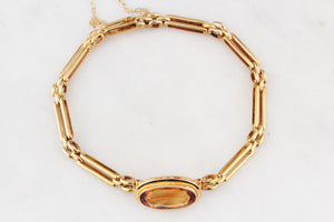 ANTIQUE EDWARDIAN 4.80ct CITRINE BRACELET 9ct GOLD