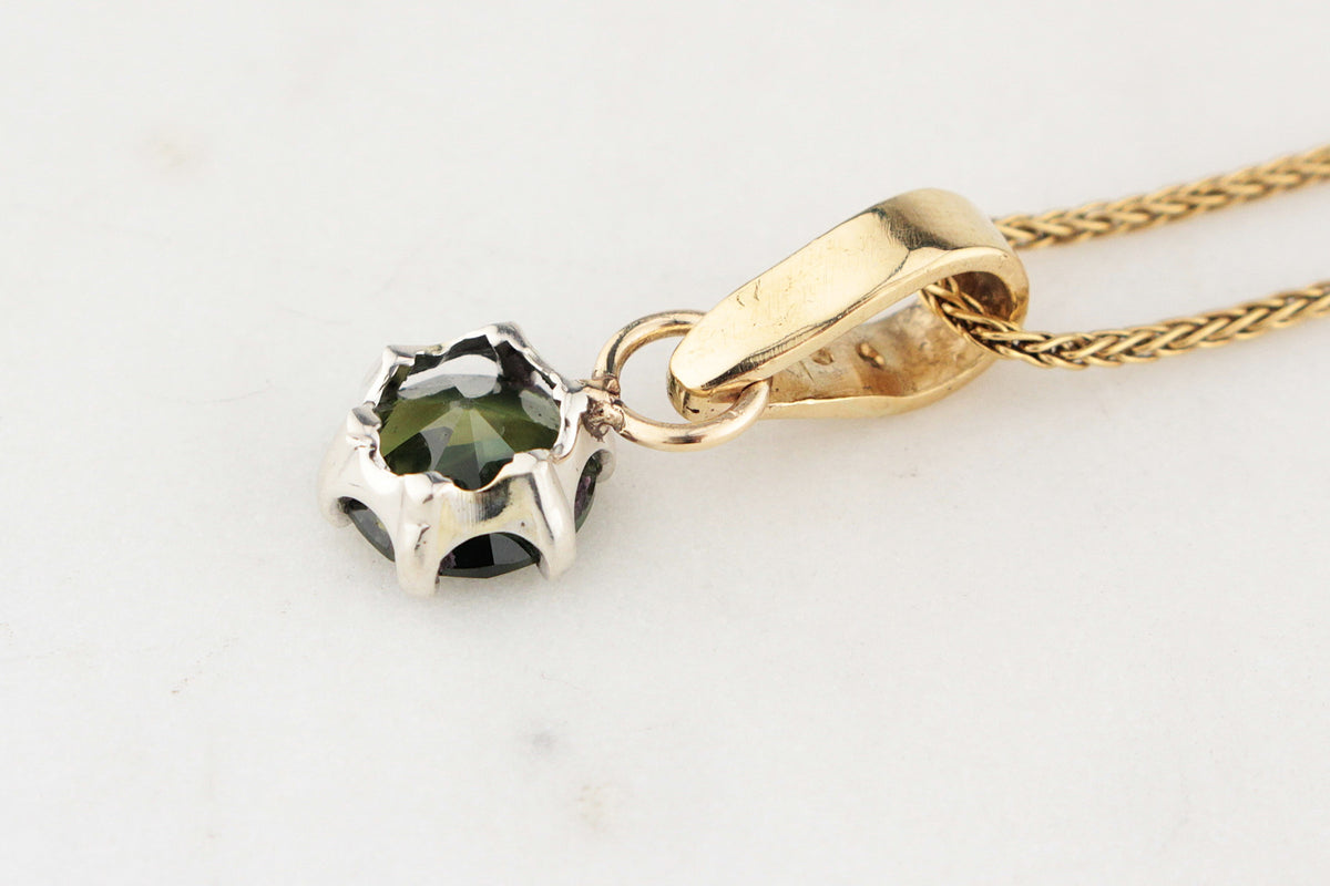 BESPOKE 1.75ct PARTI SAPPHIRE &amp; DIAMOND PENDANT 18ct GOLD