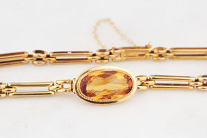 ANTIQUE EDWARDIAN 4.80ct CITRINE BRACELET 9ct GOLD