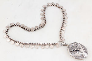 ANTIQUE STERLING SILVER AESTHETIC MOVEMENT BOOK CHAIN AND LOCKET