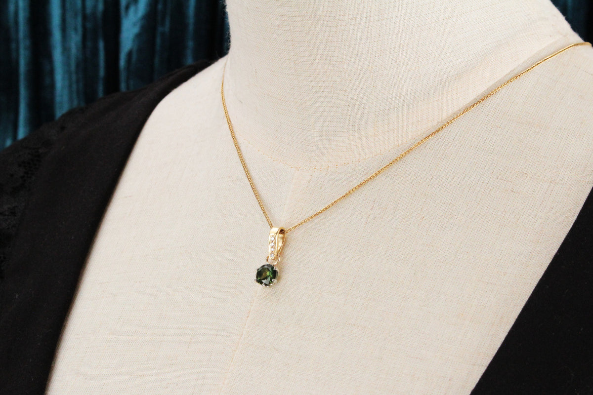 BESPOKE 1.75ct PARTI SAPPHIRE &amp; DIAMOND PENDANT 18ct GOLD