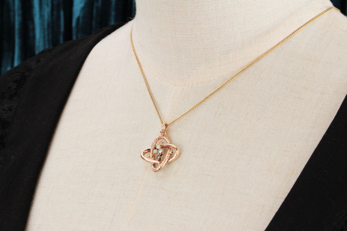 ANTIQUE EDWARDIAN CELESTIAL OPAL &amp; SEED PEARL PENDANT 9ct GOLD