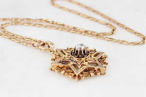 ANTIQUE VICTORIAN c1880 DIAMOND STAR PENDANT 15ct GOLD