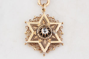 ANTIQUE VICTORIAN c1880 DIAMOND STAR PENDANT 15ct GOLD