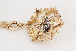 ANTIQUE VICTORIAN c1880 DIAMOND STAR PENDANT 15ct GOLD