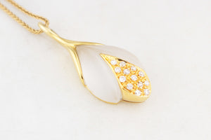 VINTAGE ‘TULIP’ ROCK CRYSTAL & DIAMOND PENDANT 18ct GOLD