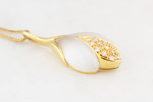 VINTAGE ‘TULIP’ ROCK CRYSTAL & DIAMOND PENDANT 18ct GOLD