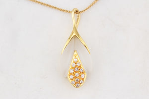 VINTAGE ‘TULIP’ ROCK CRYSTAL & DIAMOND PENDANT 18ct GOLD