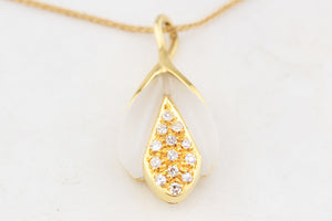 VINTAGE ‘TULIP’ ROCK CRYSTAL & DIAMOND PENDANT 18ct GOLD