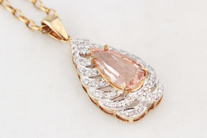 CONTEMPORARY MORGANITE & DIAMOND PENDANT 9ct GOLD