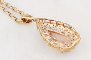 CONTEMPORARY MORGANITE & DIAMOND PENDANT 9ct GOLD