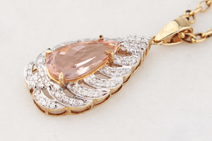 CONTEMPORARY MORGANITE & DIAMOND PENDANT 9ct GOLD