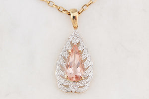CONTEMPORARY MORGANITE & DIAMOND PENDANT 9ct GOLD