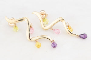 CONTEMPORARY MIXED GEM EARRINGS 9ct GOLD