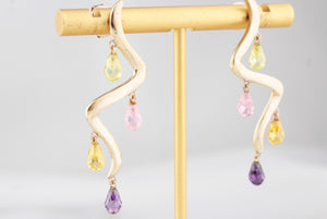 CONTEMPORARY MIXED GEM EARRINGS 9ct GOLD