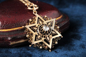 ANTIQUE VICTORIAN c1880 DIAMOND STAR PENDANT 15ct GOLD