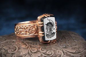 ANTIQUE VICTORIAN HEMATITE INTAGLIO RING 14ct ROSE GOLD