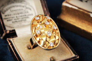 VINTAGE c1930/40 DIAMOND COCKTAIL RING 14ct GOLD
