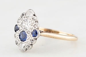 ANTIQUE c1920 ART DECO SAPPHIRE & DIAMOND RING IN 18ct GOLD & PLATINUM