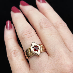 ANTIQUE EDWARDIAN STARBURST SET GARNET RING 9ct GOLD