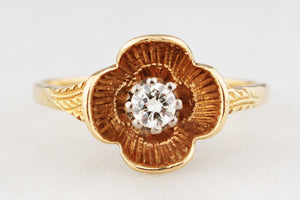VINTAGE 1965 DIAMOND BUTTERCUP RING 18ct GOLD