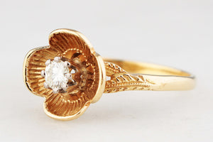 VINTAGE 1965 DIAMOND BUTTERCUP RING 18ct GOLD