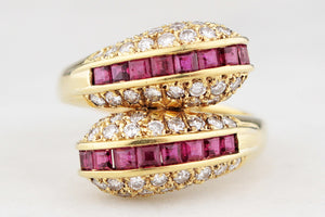 VINTAGE RUBY & DIAMOND SERPENT RING 18ct GOLD