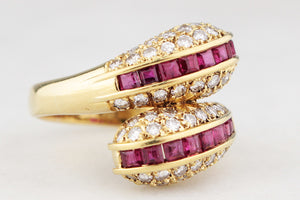 VINTAGE RUBY & DIAMOND SERPENT RING 18ct GOLD