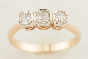 ANTIQUE ART DECO c1920 .33ct DIAMOND TRILOGY RING 18ct GOLD