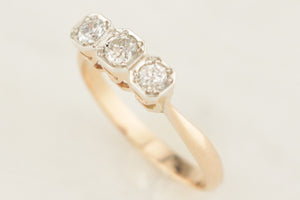 ANTIQUE ART DECO c1920 .33ct DIAMOND TRILOGY RING 18ct GOLD