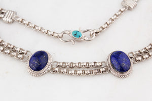 VINTAGE STERLING SILVER LAPIS LAZULI NECKLACE
