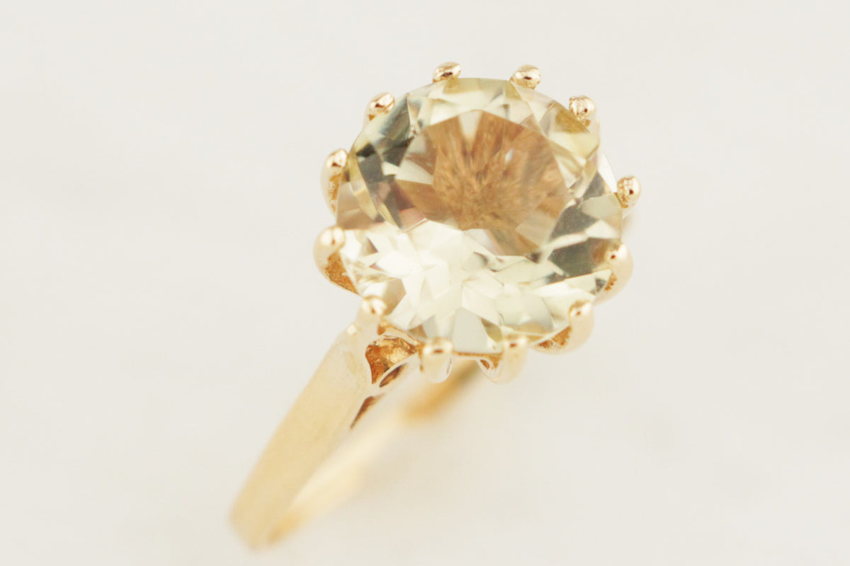 MID CENTURY CITRINE COCKTAIL RING 9ct YELLOW GOLD