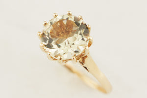 MID CENTURY CITRINE COCKTAIL RING 9ct YELLOW GOLD