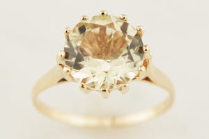 MID CENTURY CITRINE COCKTAIL RING 9ct YELLOW GOLD