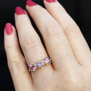 PINK SAPPHIRE TRILOGY RING 9ct GOLD