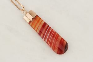 ANTIQUE EDWARDIAN BANDED AGATE PENDANT 9ct YELLOW GOLD