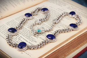 VINTAGE STERLING SILVER LAPIS LAZULI NECKLACE